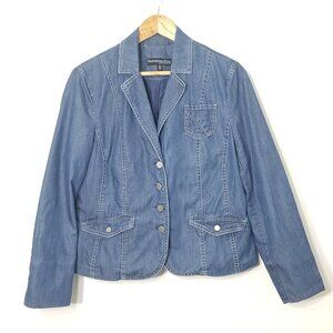 Proportion Petite Denim Jacket Jean Classic Blazer Blue Business Casual Sz 10P